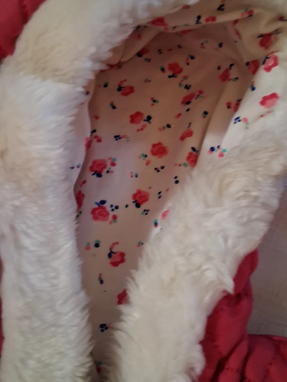 Little Me Quilted Hooded Vest in Red with Faux Fur Trim 24M 260956